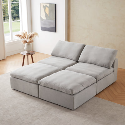 Sale Tender Armless Sofa-Gray-2 Seater (74.8″) + 2 Ottoman (74.8″)
