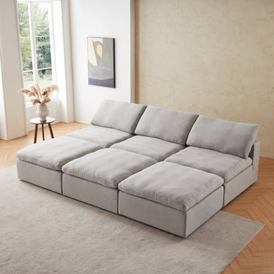 Sale Tender Armless Sofa-Gray-3 Seater (112.2″) + 3 Ottoman (112.2″)