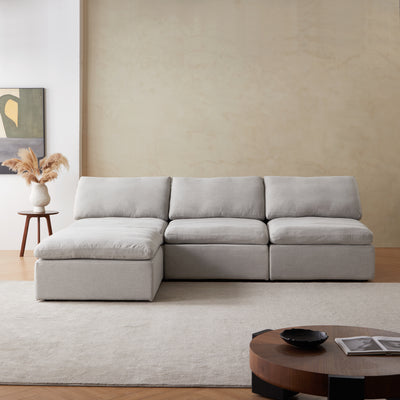 Sale Tender Armless Sofa-Gray-3 Seater (112.2″) + 1 Ottoman (37.4″)