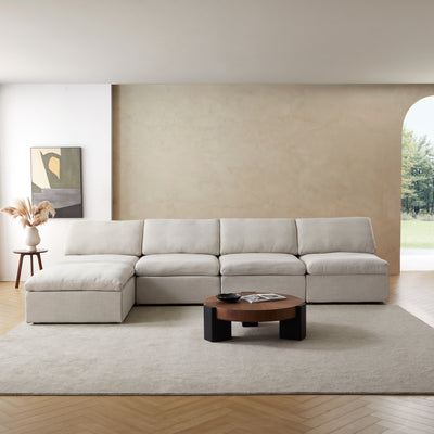 Sale Tender Armless Sofa-Sand-4 Seater (149.6″) + 1 Ottoman (37.4″)