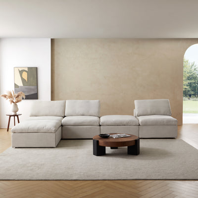 Sale Tender Armless Sofa-Sand-3 Seater (112.2″) + 2 Ottoman (74.8″)