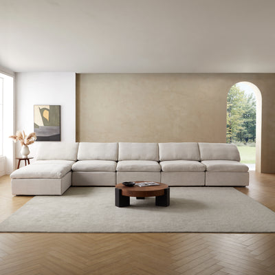 Sale Tender Armless Sofa-Sand-5 Seater (187″) + 1 Ottoman (37.4″)