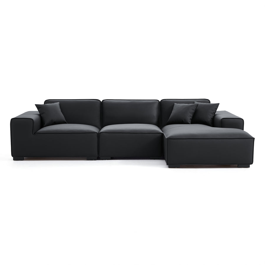 Domus Modular Black Leather Living Room Sectional Sofa&Couch – SOKA HOME