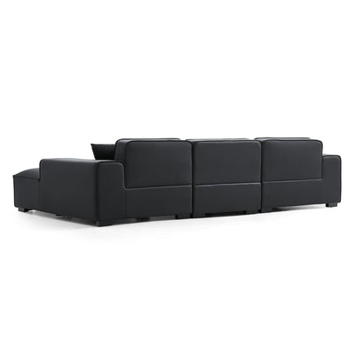 Domus Modular Dark Gray Leather Sectional Sofa-Black-126"
