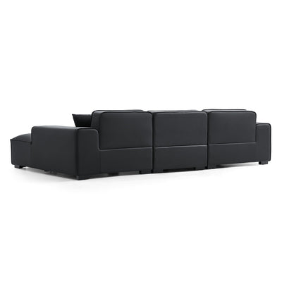Domus Modular Khaki Leather Sectional Sofa-Black-126"