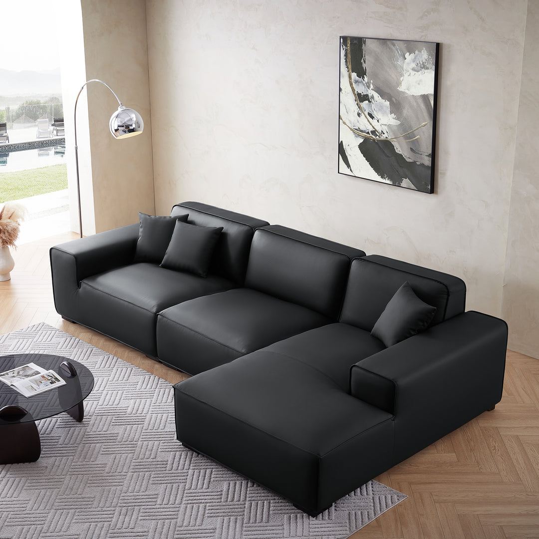 Domus Modular Black Leather Living Room Sectional Sofa&Couch – SOKA HOME