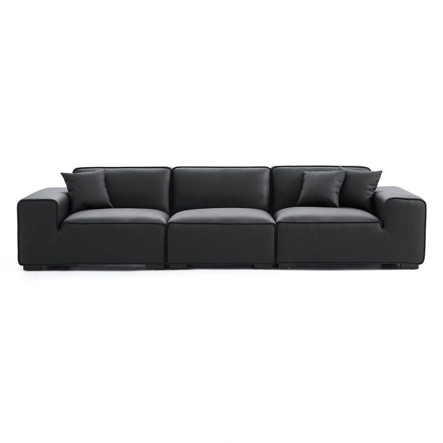 Domus Modular Contemporary Genuine Leather Sofa, Black – SOKA HOME