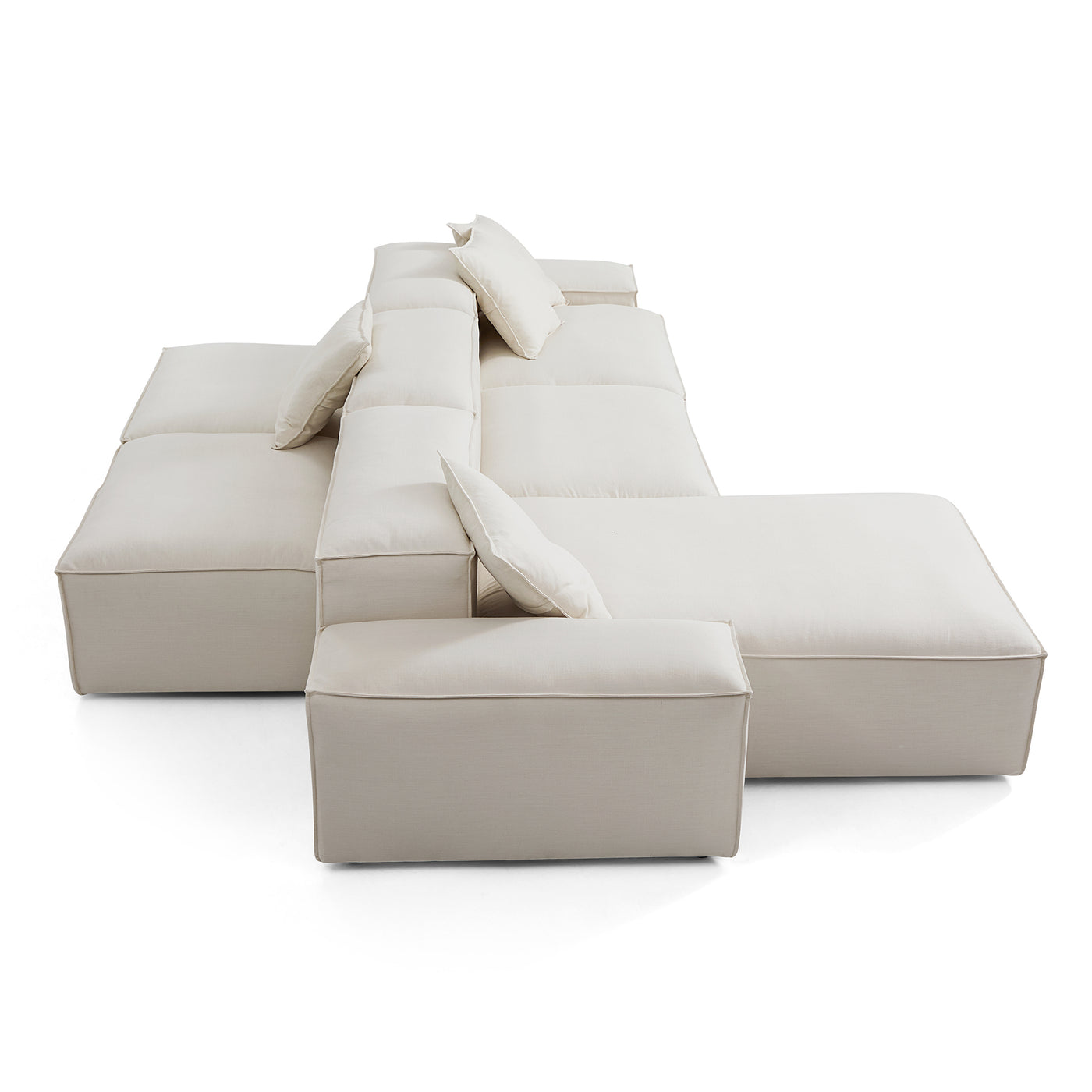 Freedom Modular Double Sided Sectional Sofa-Beige-143.7"-Low