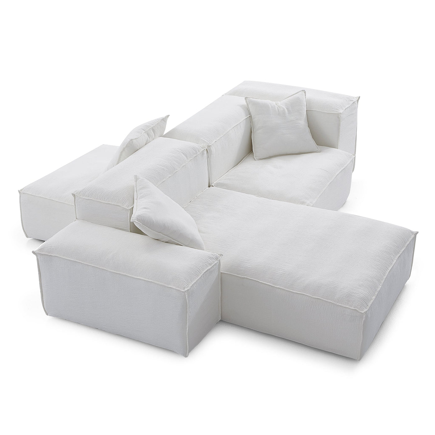 Freedom Modular Khaki Double Sided Sectional Sofa-White-106.3″-Low & High