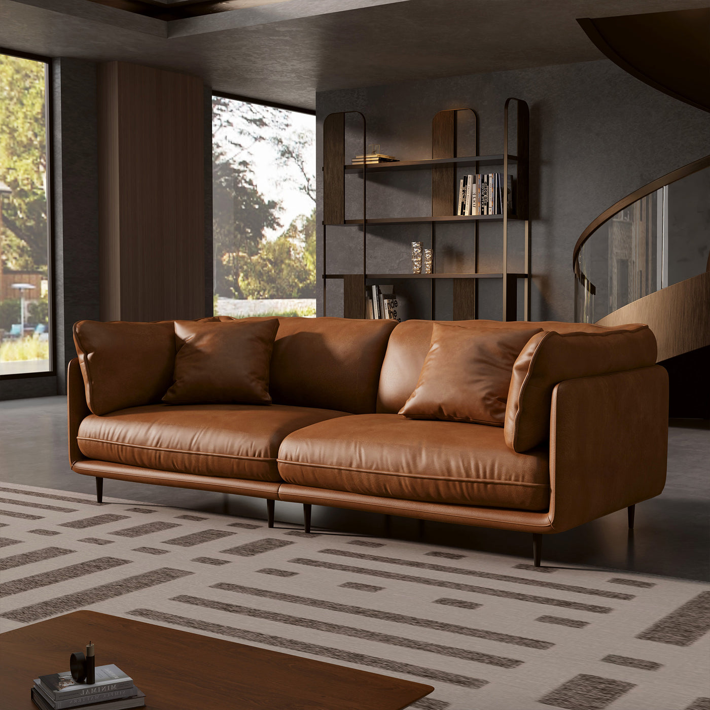 Vanilla Brown Genuine Leather Sofa