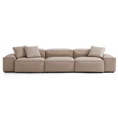 Flex Modular Khaki Genuine Leather Sofa-Khaki-142.9"-Low