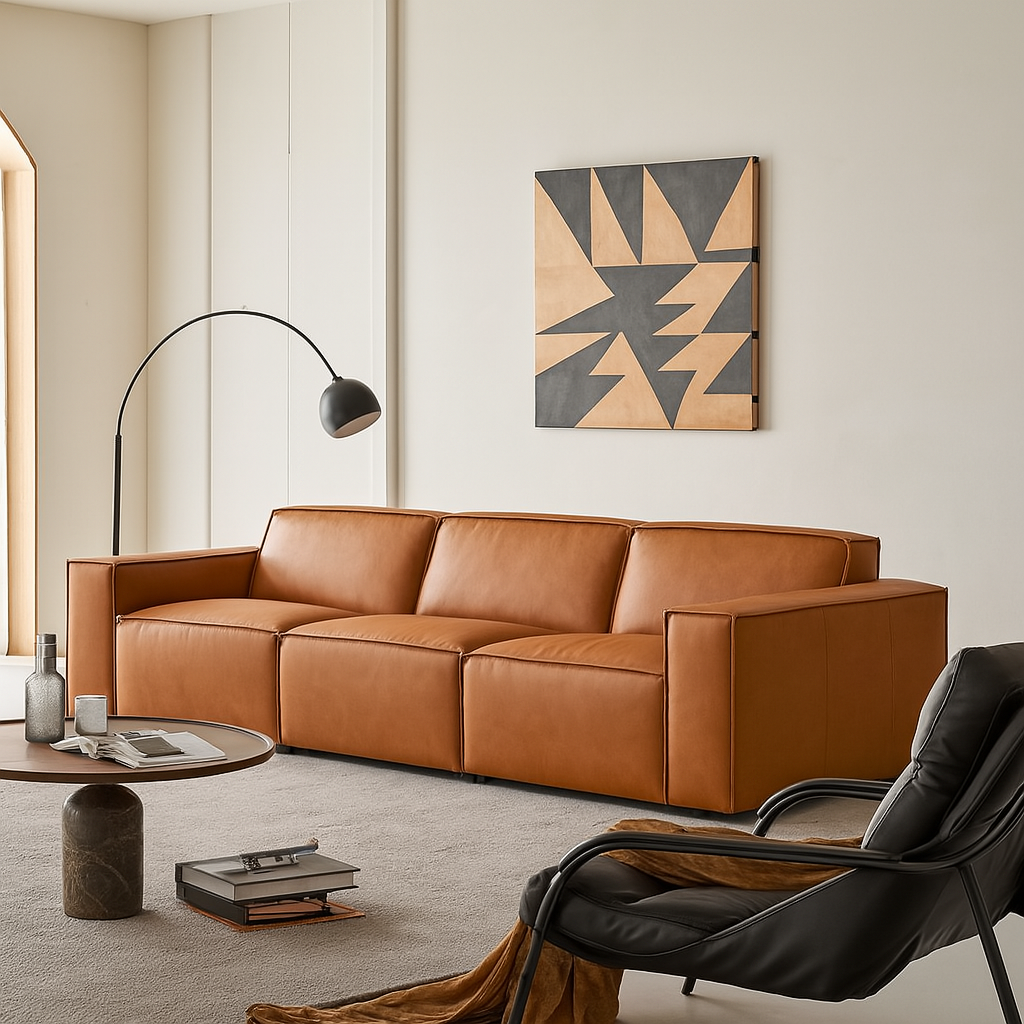 Kendall Italian Top Grain Leather Sofa-Tan