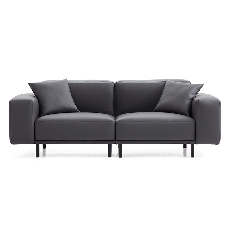 Noble Dark Gray Leather Sofa-Dark Gray-87.4″
