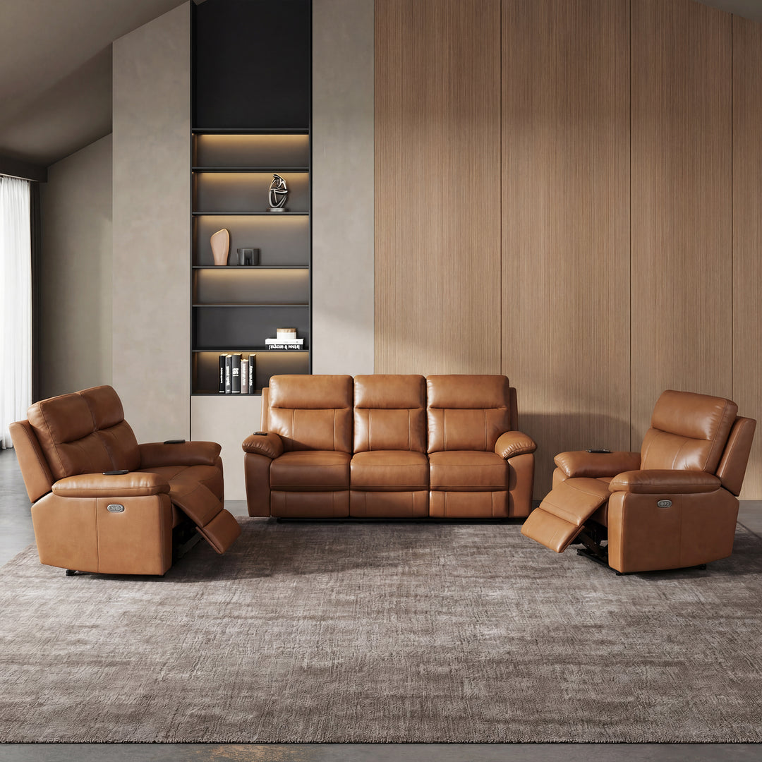 Gershwin Leather Power Reclining Sofa Loveseat and Recliner