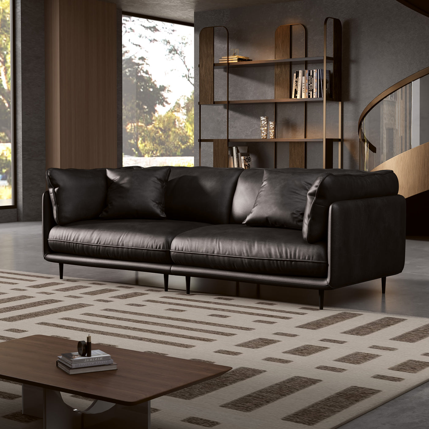 Vanilla Brown Genuine Leather Sofa