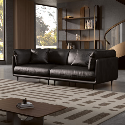 Vanilla Brown Genuine Leather Sofa