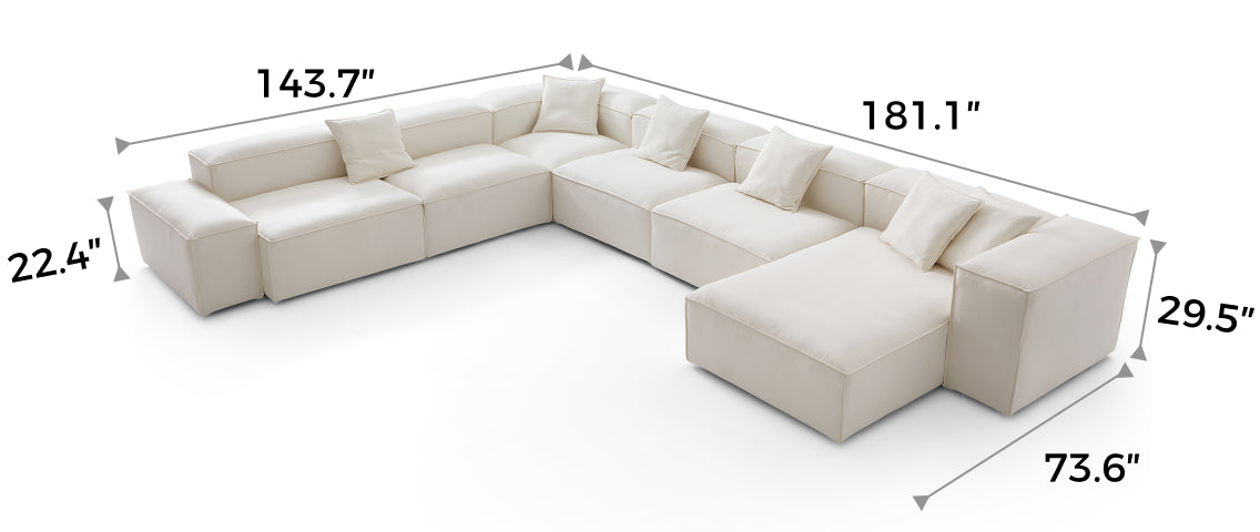 Freedom Modular Beige U-Shaped Sectional Sofa