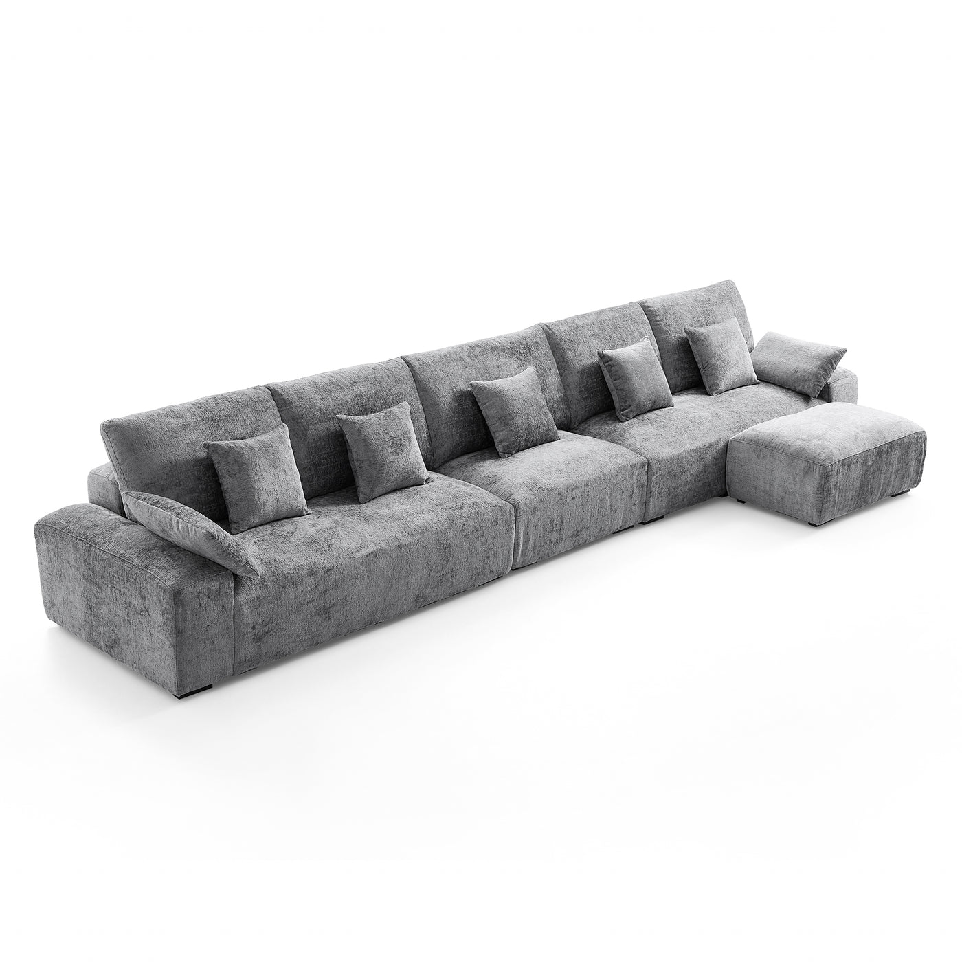 The Empress Yellow Sofa and Ottoman-Gray-175.6"