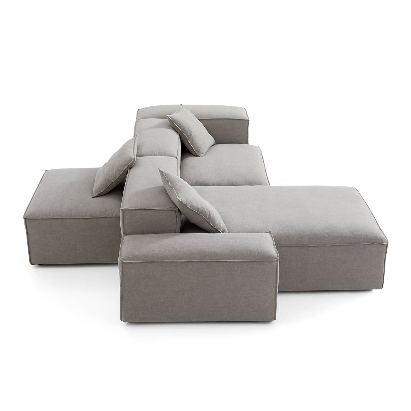 Freedom Modular Double Sided Sectional Sofa-New Gray-106.3"-Low & High