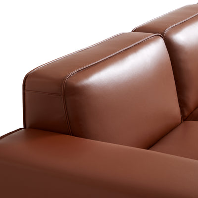 Domus Modular Beige Leather Double Chaise Sectional-Brown