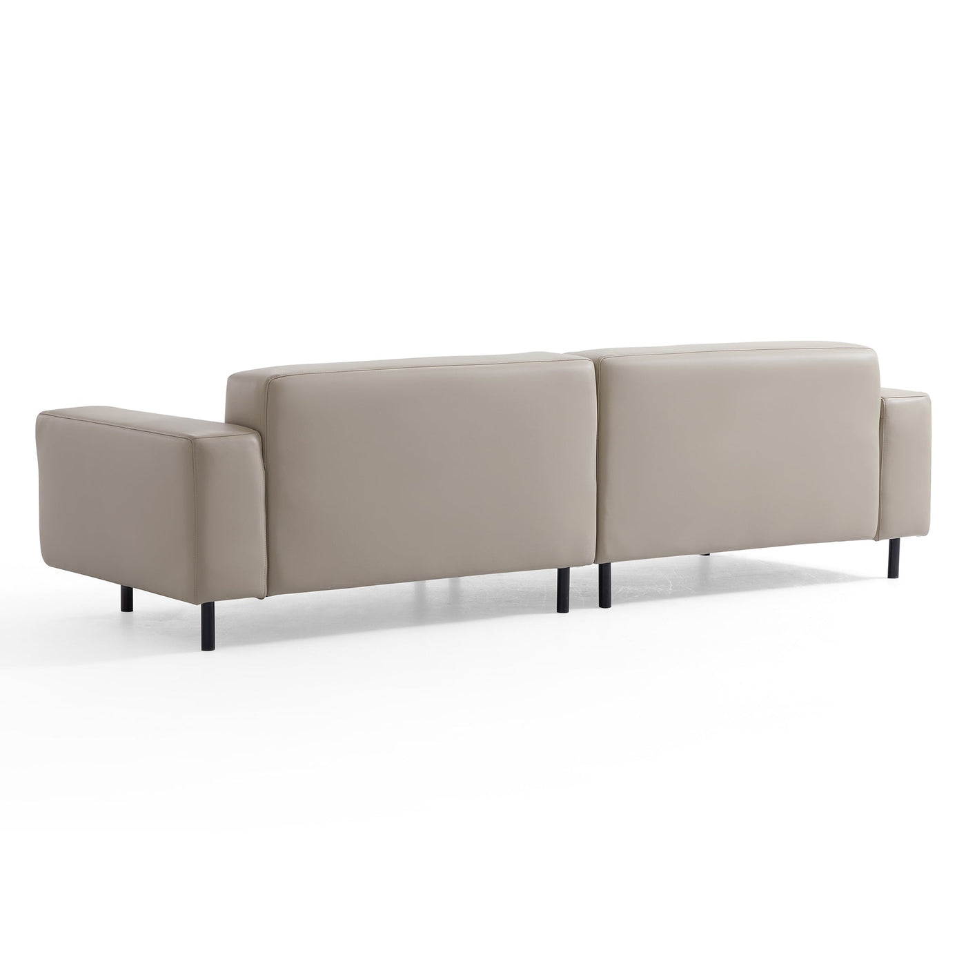 Noble Beige Leather Sofa and Ottoman-Beige