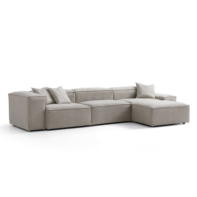 Freedom Modular New Gray Sofa with Ottoman-Sand-143.7"-Low & High