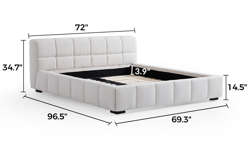 Cushy Boucle Fabric Bed