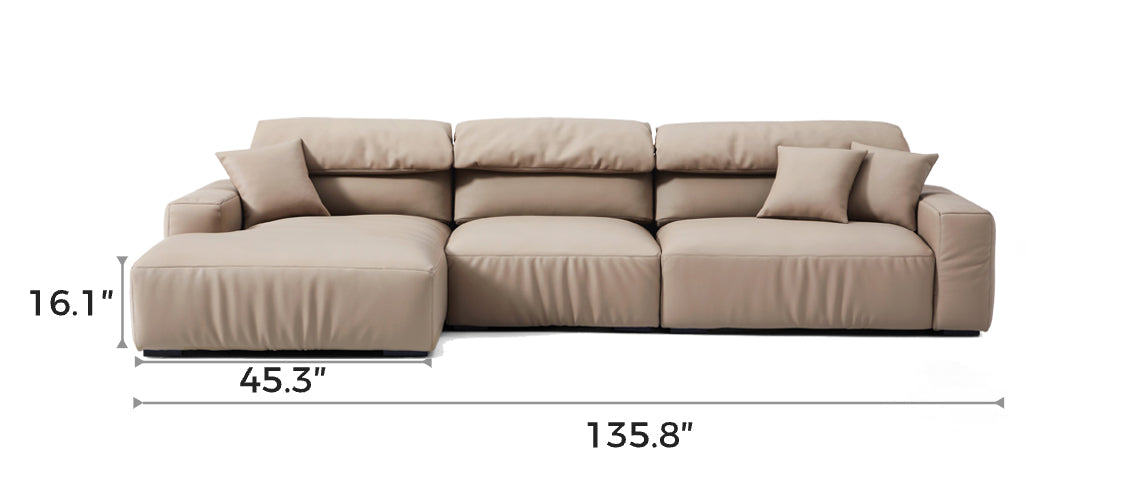 Chestnut Khaki Leather Sectional