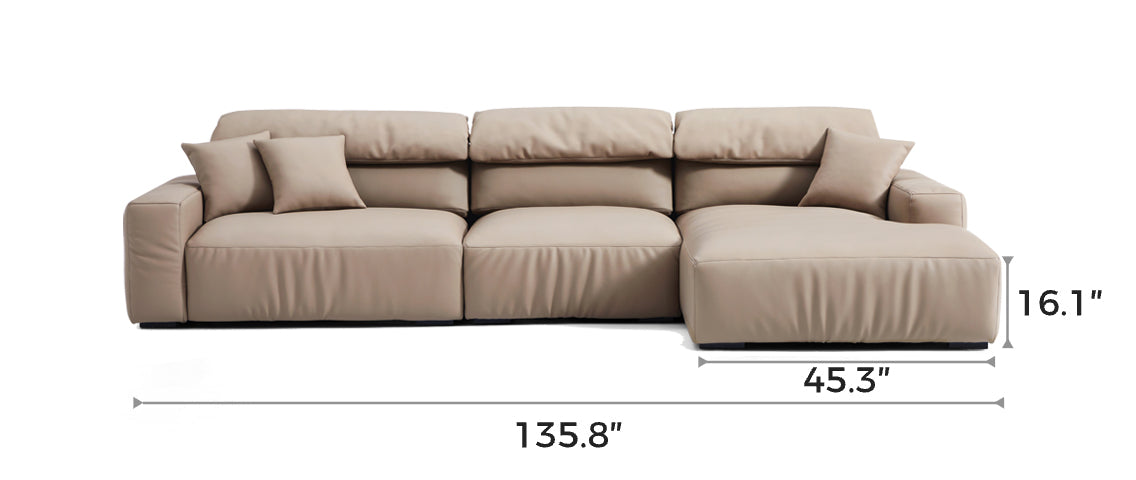 Chestnut Khaki Leather Sectional