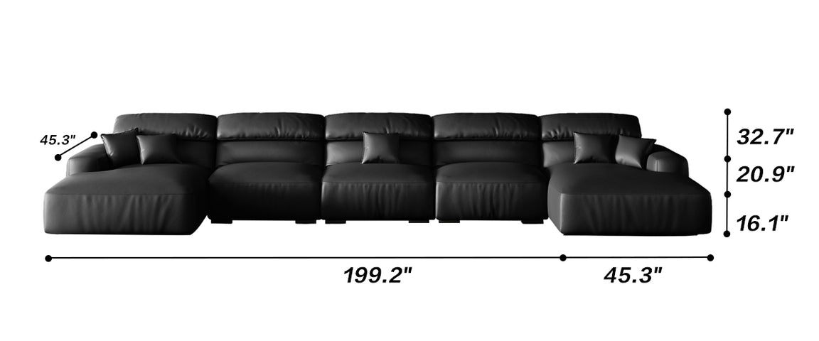 Chestnut Tan Leather Double Chaise Sectional