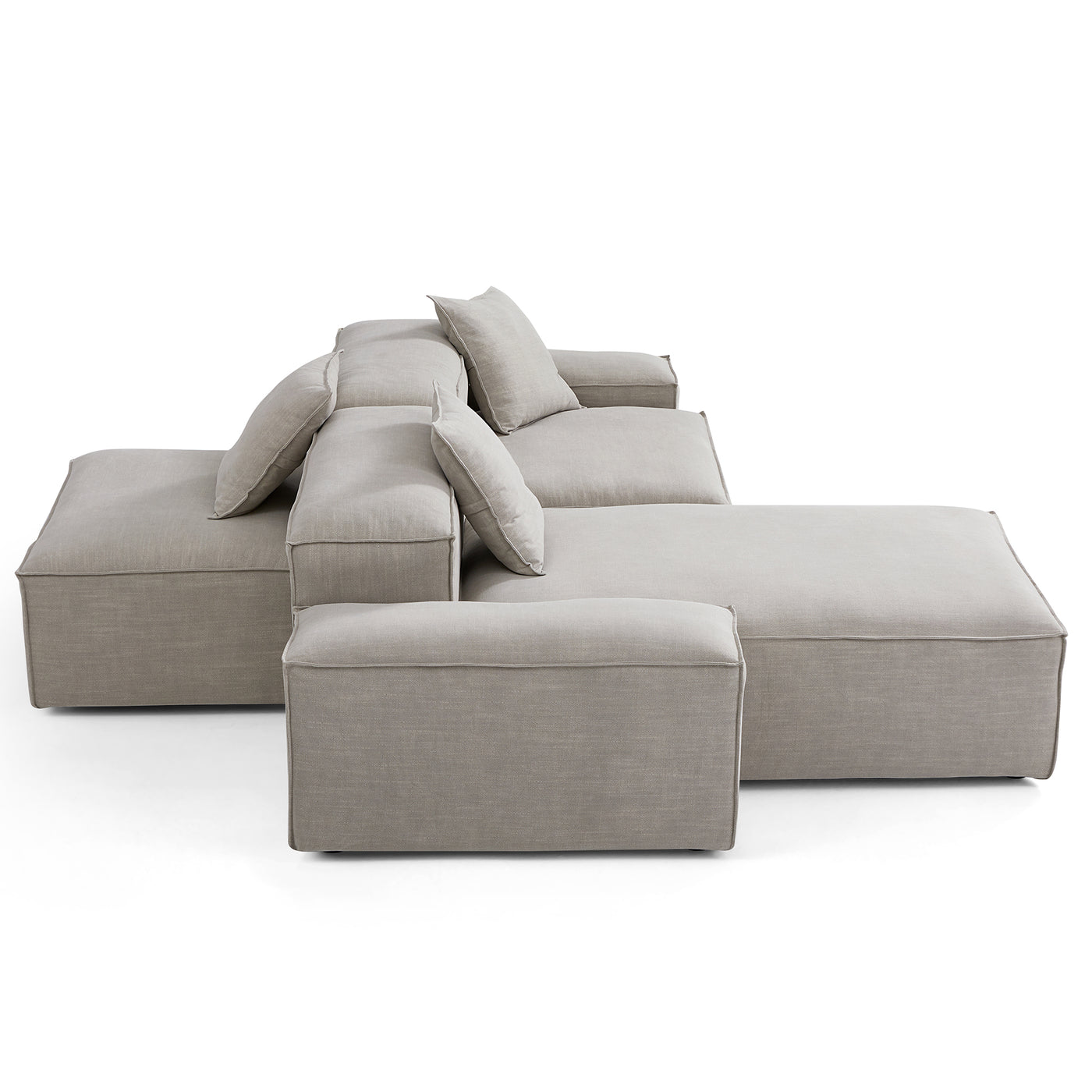 Freedom Modular New Gray Double Sided Sectional Sofa-Sand-106.3"-Low