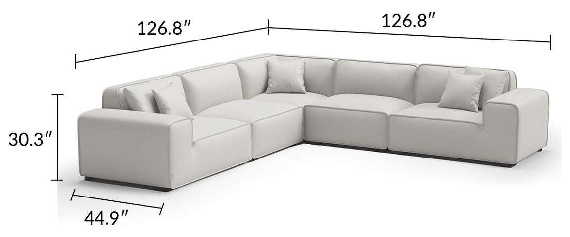 Domus Modular Black Leather L-Shaped Sectional