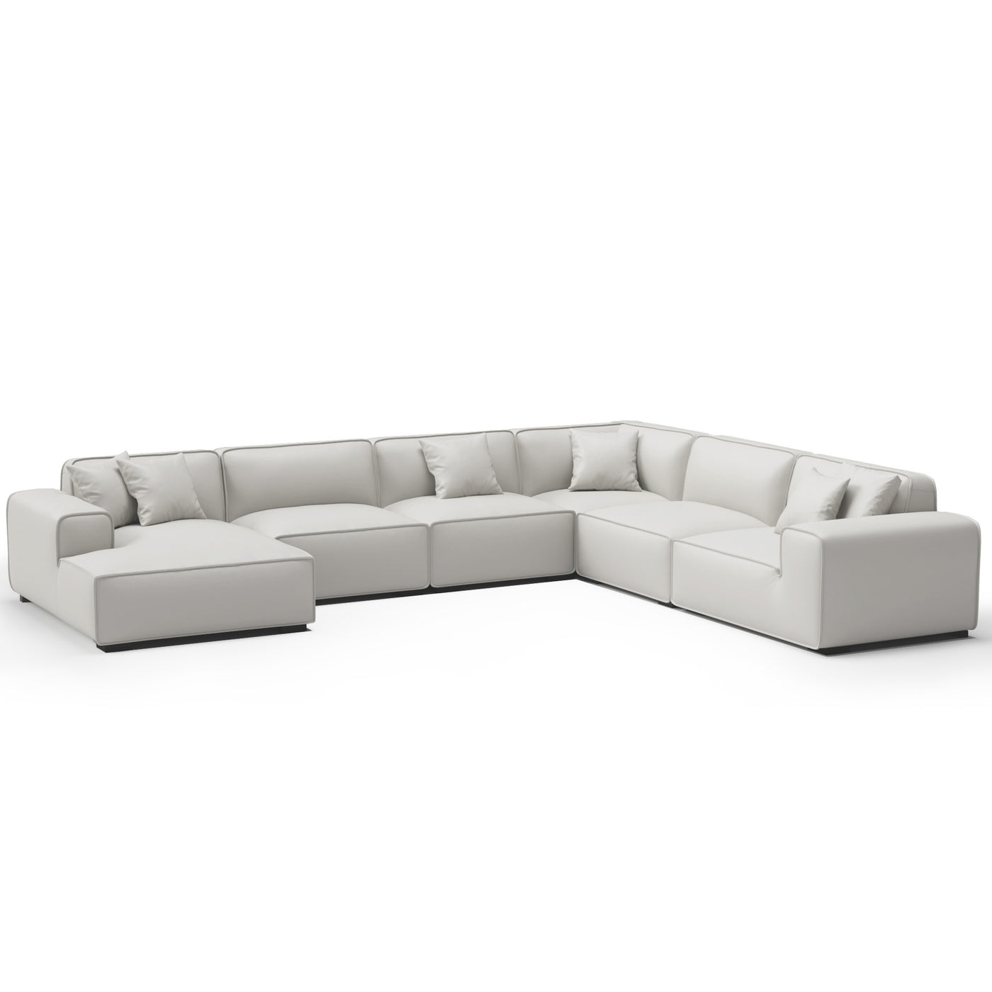 Domus Modular Black Leather U Shaped Sectional-White