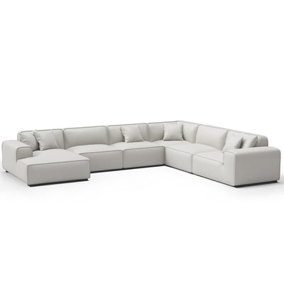 Domus Modular Black Leather U Shaped Sectional-White