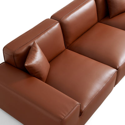 Domus Modular Brown Leather Sectional Sofa-Brown