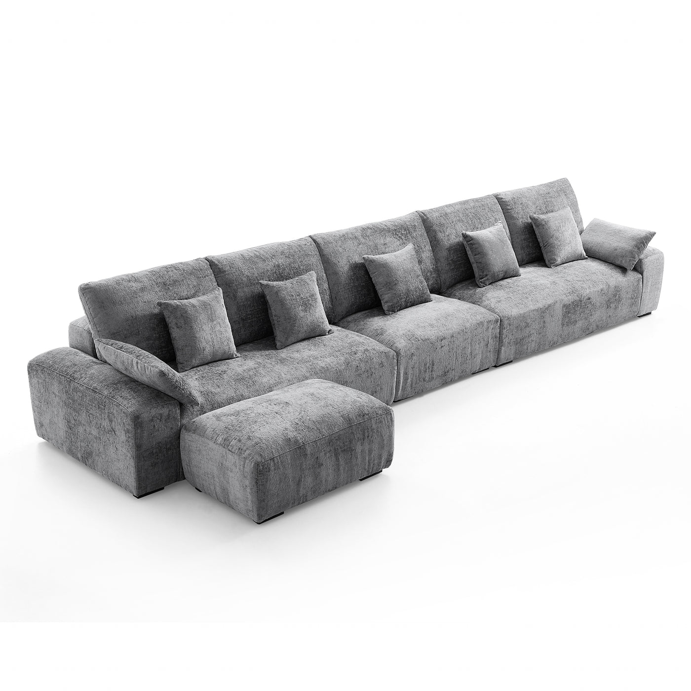 The Empress Yellow Sofa and Ottoman-Gray-175.6"