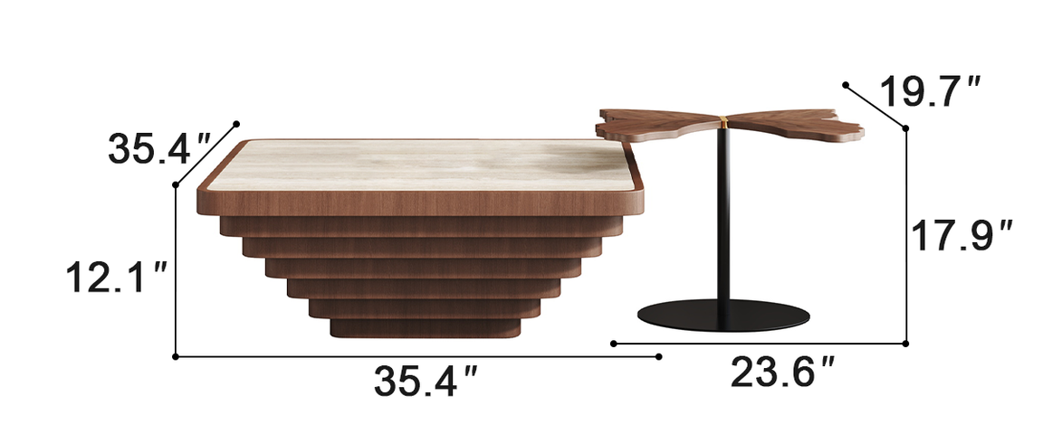 Flutter Walnut Coffee Table Set