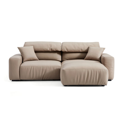 Chestnut Khaki Leather Sofa and Ottoman-Khaki-90.4"