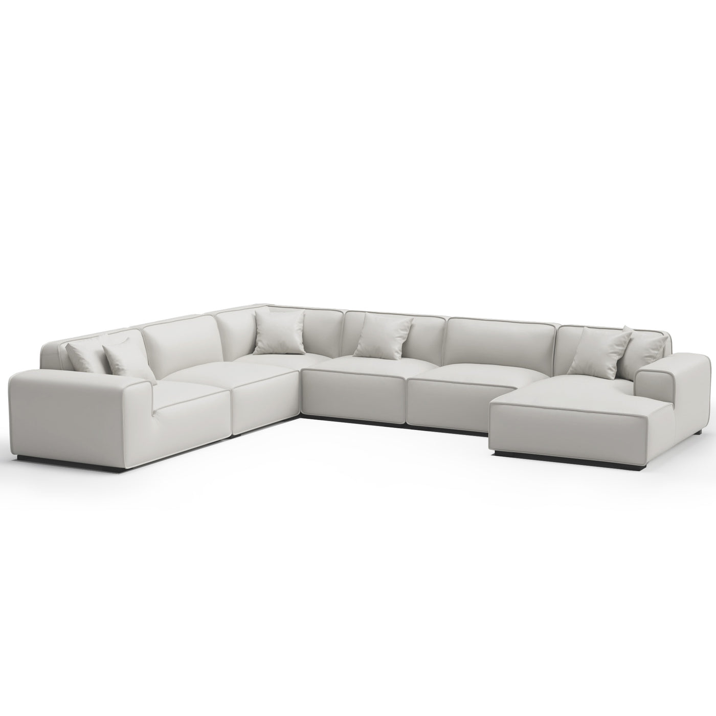 Domus Modular Black Leather U Shaped Sectional-White