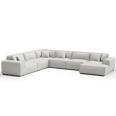 Domus Modular Black Leather U Shaped Sectional-White