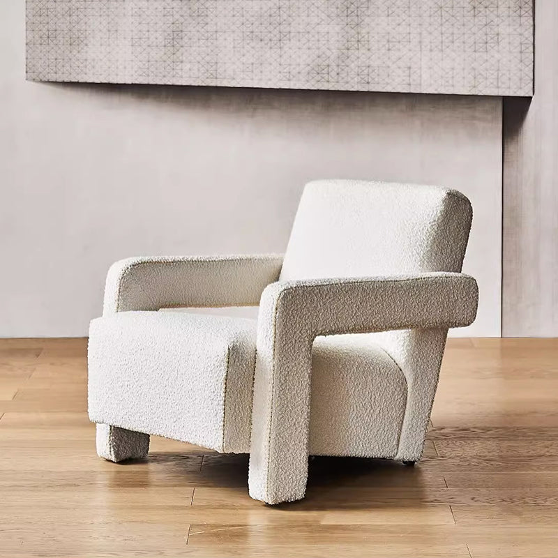 Nova Lemon Matt Fabric Utrecht Armchair-White Boucle