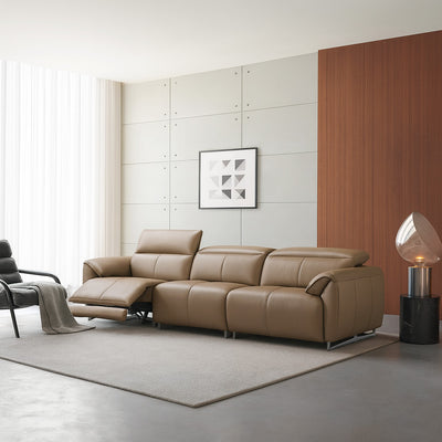 Armonia Leather Recliner Sofa-Khaki