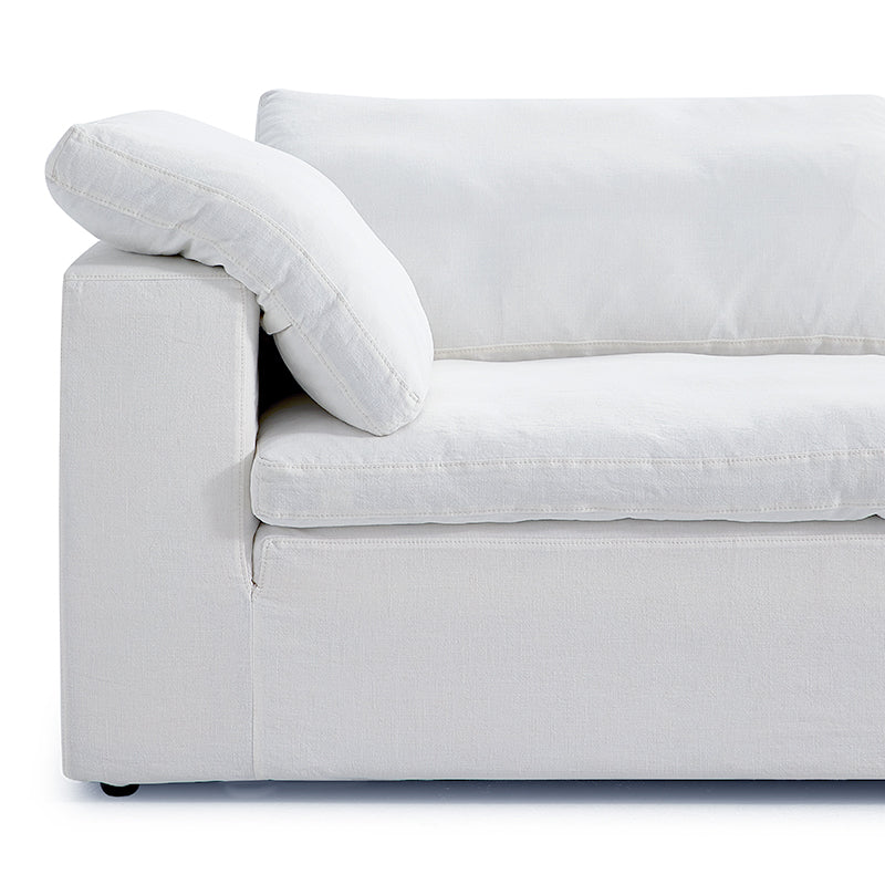 Tender Wabi Sabi  Shaped Sectional with One Open End-White