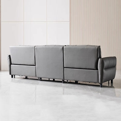 Lattice Charcoal Gray Leathaire Modular Recliner Sofa-Light Gray