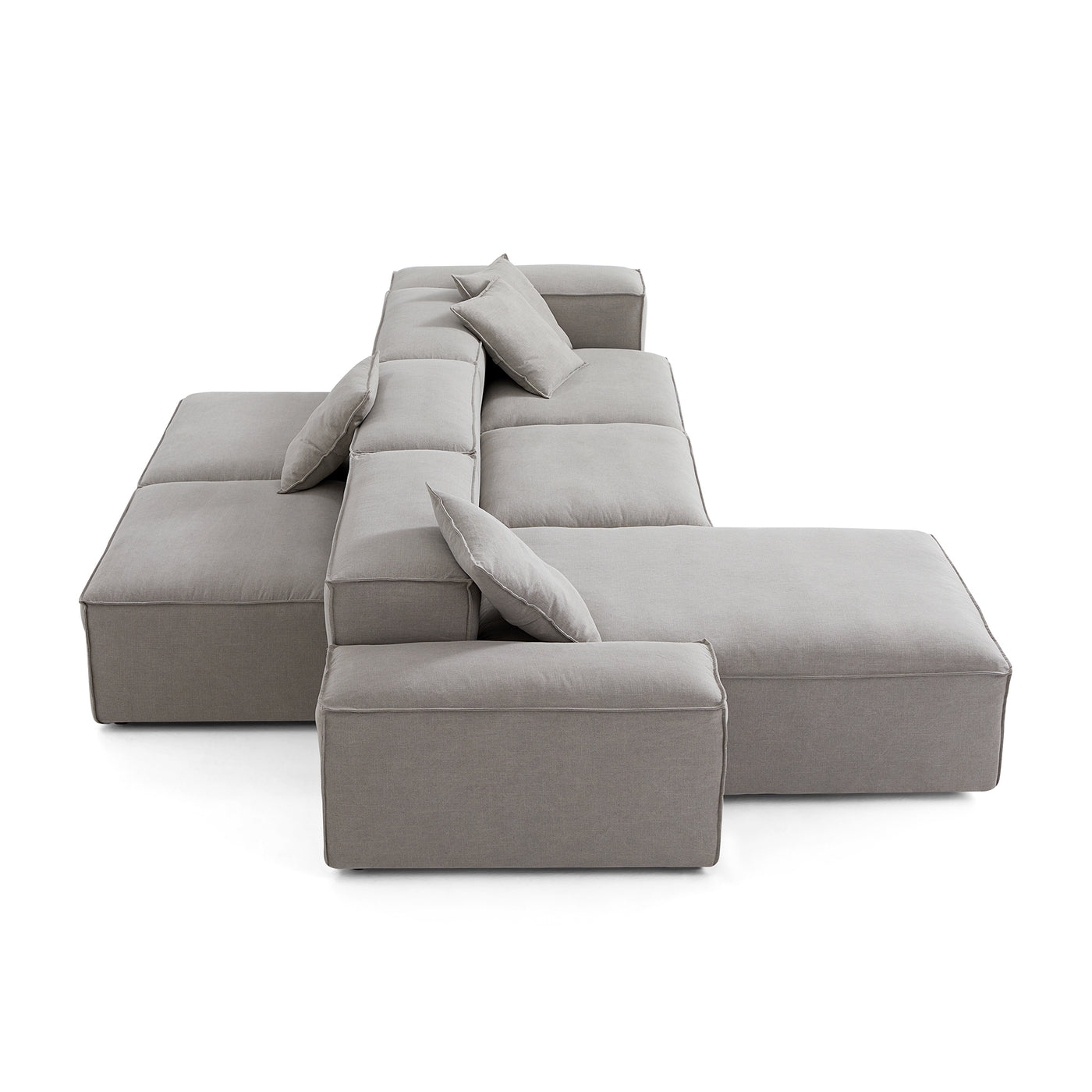 Freedom Modular Double Sided Sectional Sofa-New Gray-143.7"-Low & High