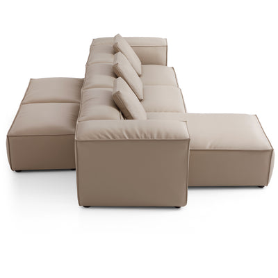 Flex Modular Khaki Genuine Leather Double Sided Sectional-Khaki-142.9"-High