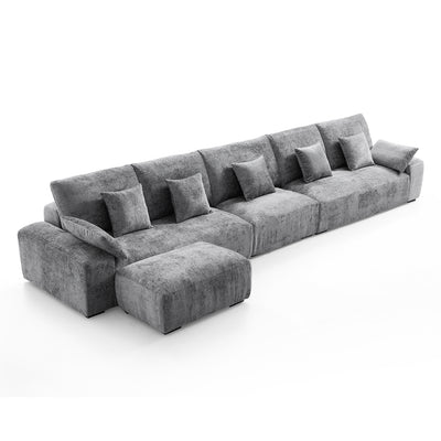 The Empress Beige Sofa and Ottoman-Gray-175.6"