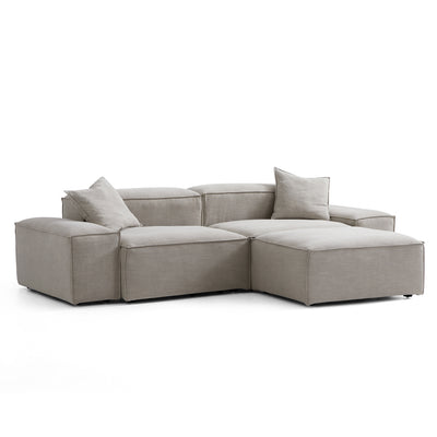 Freedom Modular New Gray Sofa with Ottoman-Sand-106.3"-Low