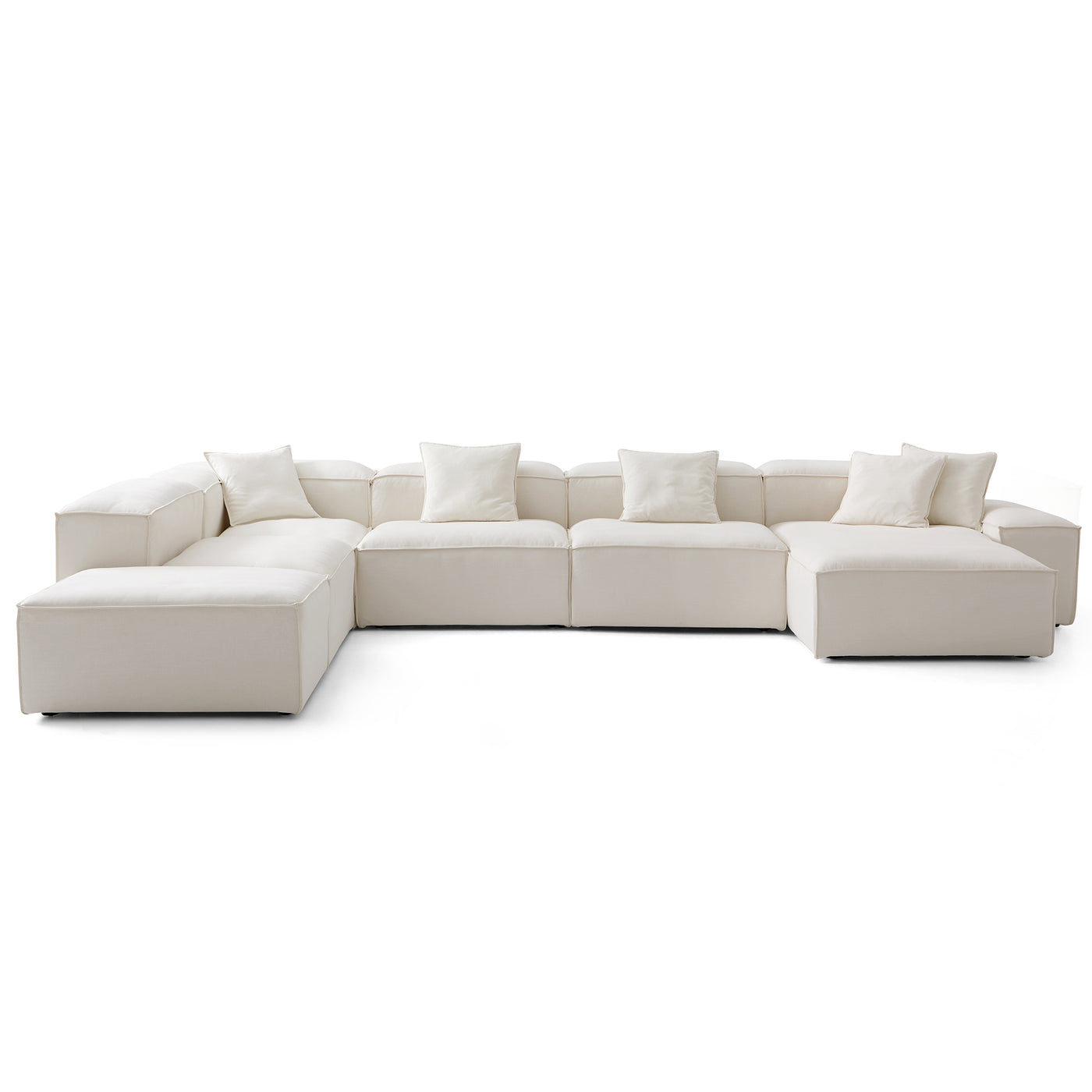 Freedom Modular Beige Open End Sectional Sofa-Beige-181.1"-Low