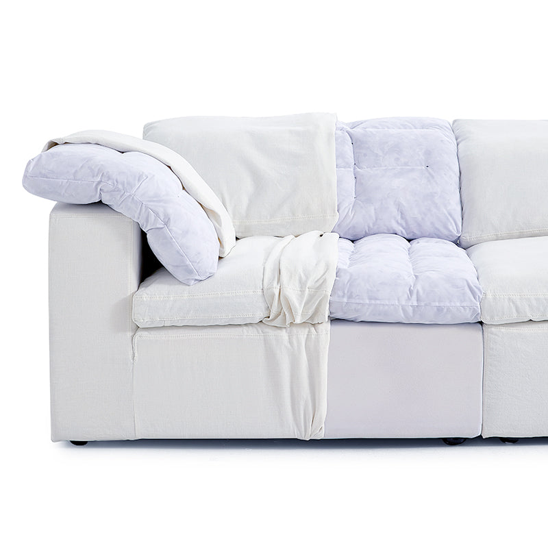 Tender Wabi Sabi White Sofa and Regular Ottoman-White